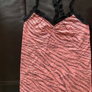 Vintage No Boundaries women’s XXL Pink Zerba Black Lace Neon Tank Top Y2K Shirt
